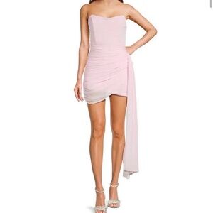 Dillards Lulu’s Mesh Strapless Bodycon Mini Dress in Pink